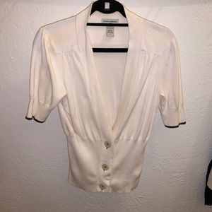 Banana Republic White and navy cardigan